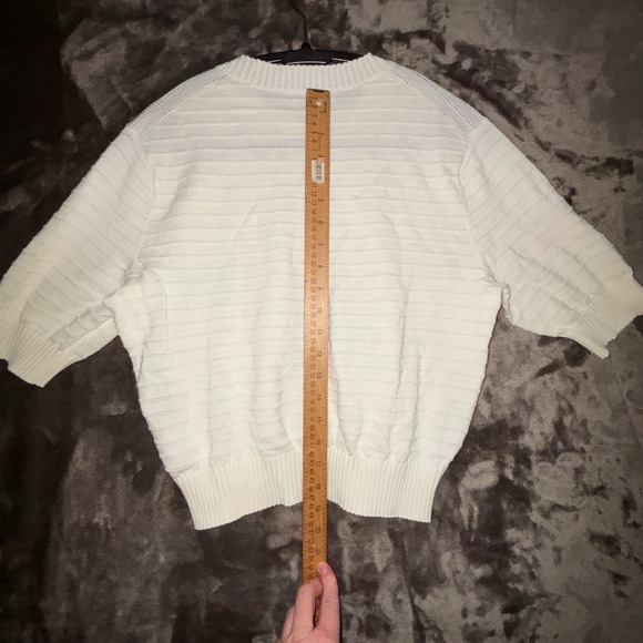 Madewell Women's Pullover Sweater Size M Off White Knit Short Sleeve‎ Top - Picture 2 of 11
